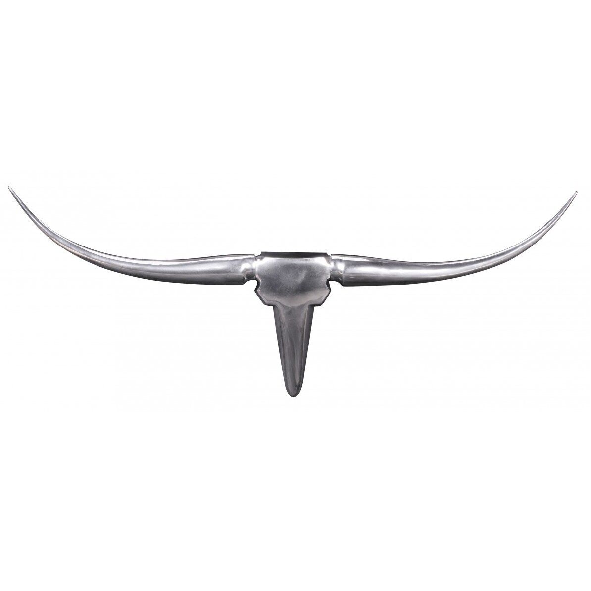 FineBuy Bull Geweih S Wanddekoration 74cm breit Alu Aluminium silber Wandgeweih