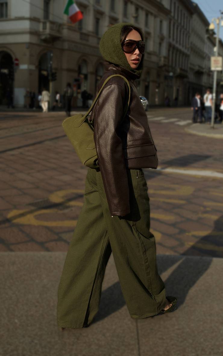 Chocolat Veste Oversize En Synthétiquecuir