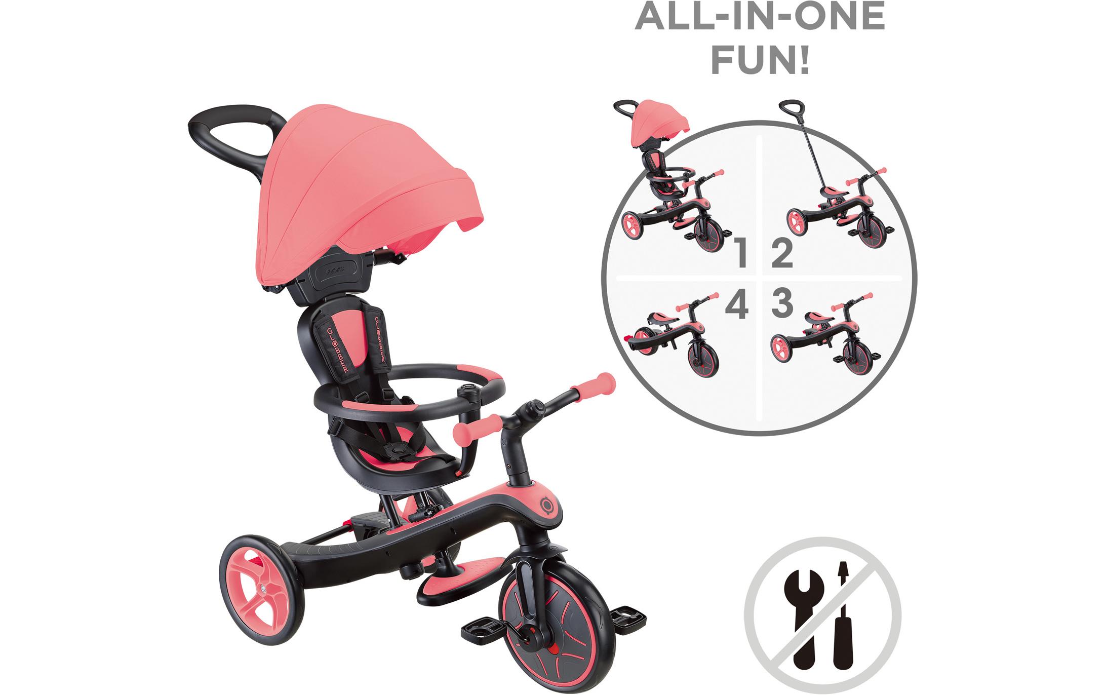 Dreirad Trike Explorer 4 in 1 Pink<br>Vielseitiges 4-in-1-Fahrzeug für kleine Entdecker