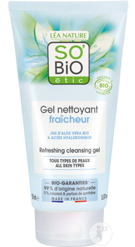 So'Bio Étic Hydra Aloe Vera Gel Nettoyant Fraîcheur Tous Types De Peaux Bio Tube 150ml