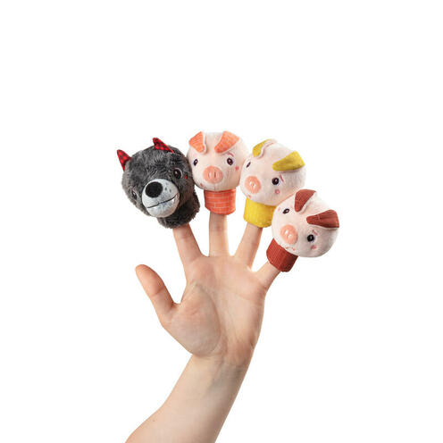 Le Loup et les Trois Cochons Marionnettes à Doigts Multicolore - LILLIPUTIENS