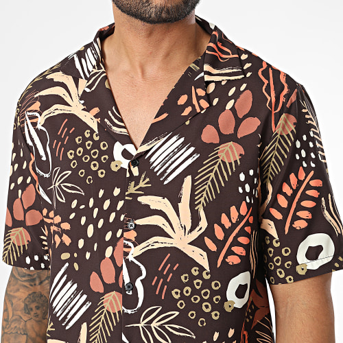 Chemise Manches Courtes Noir Floral