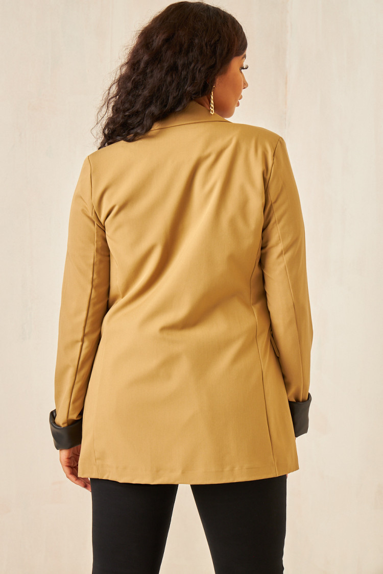 Veste blazer bi-matière camel