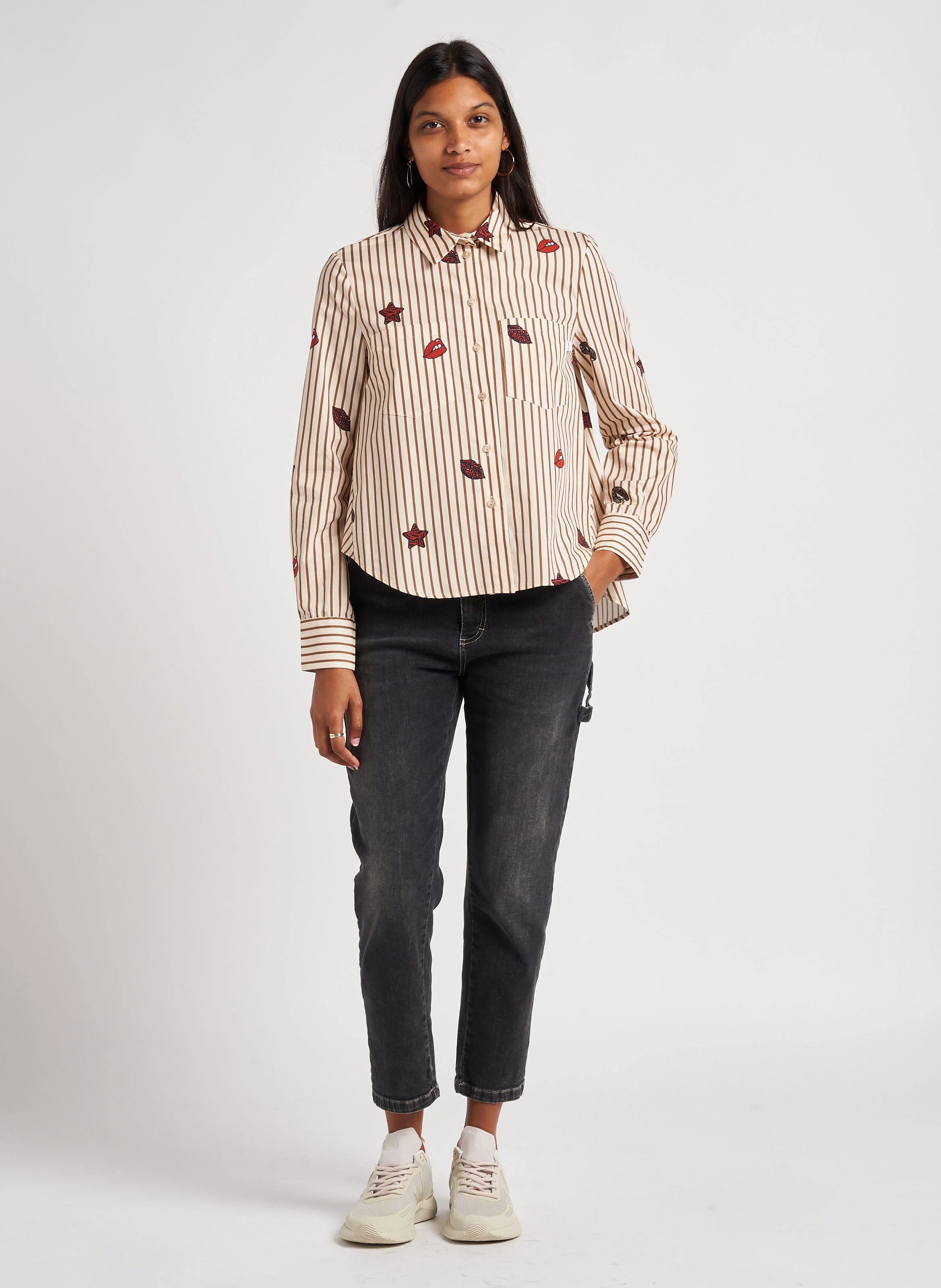 Jean mom en coton stretch| Noir