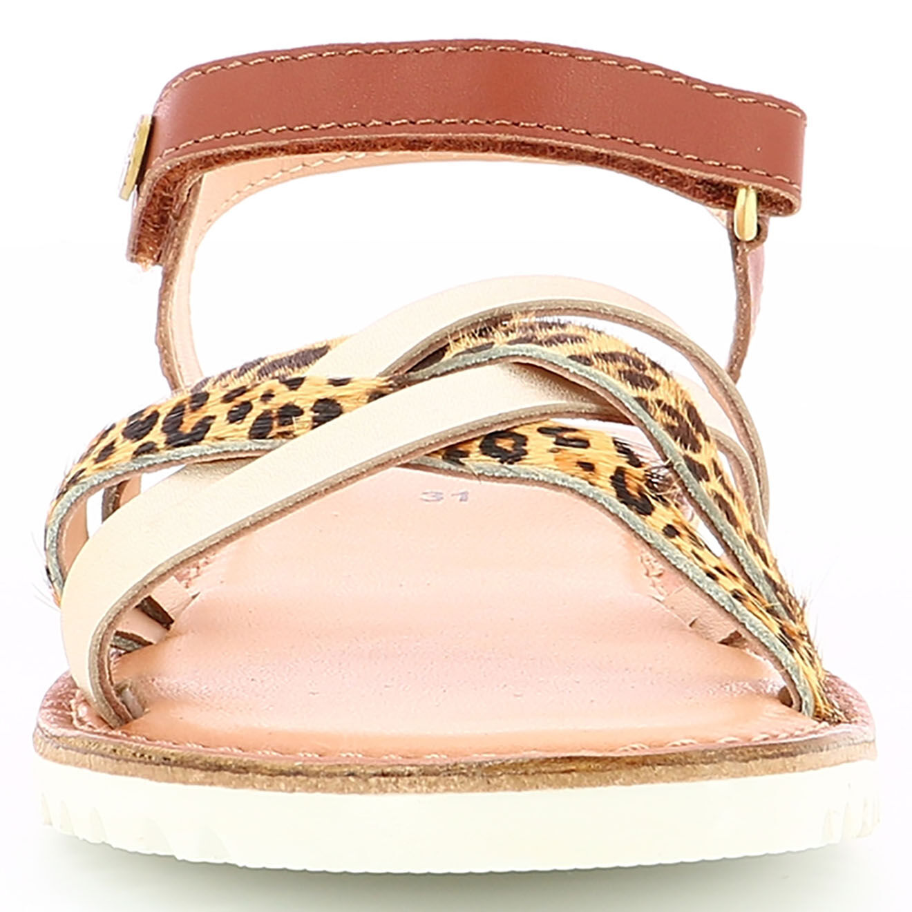 Kickers Sandales en Cuir Betternew doré/léopard