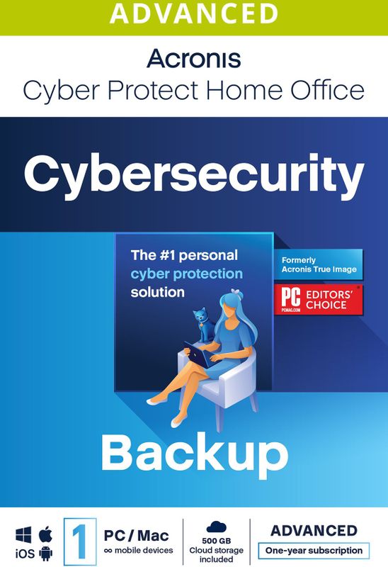 Acronis True Image Advanced | 1 Apparaat | 1 Jaar | 500 GB Cloud Back-up