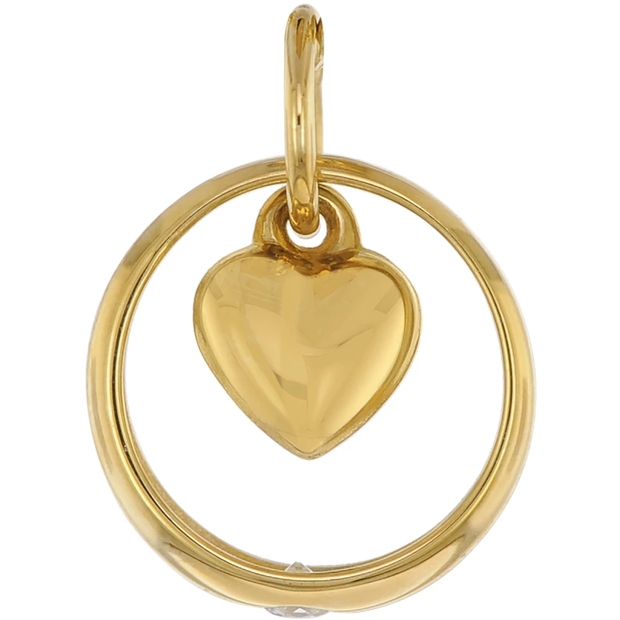 trendor Taufring mit Zirkonia und Herzchen Gold 585  14K gold