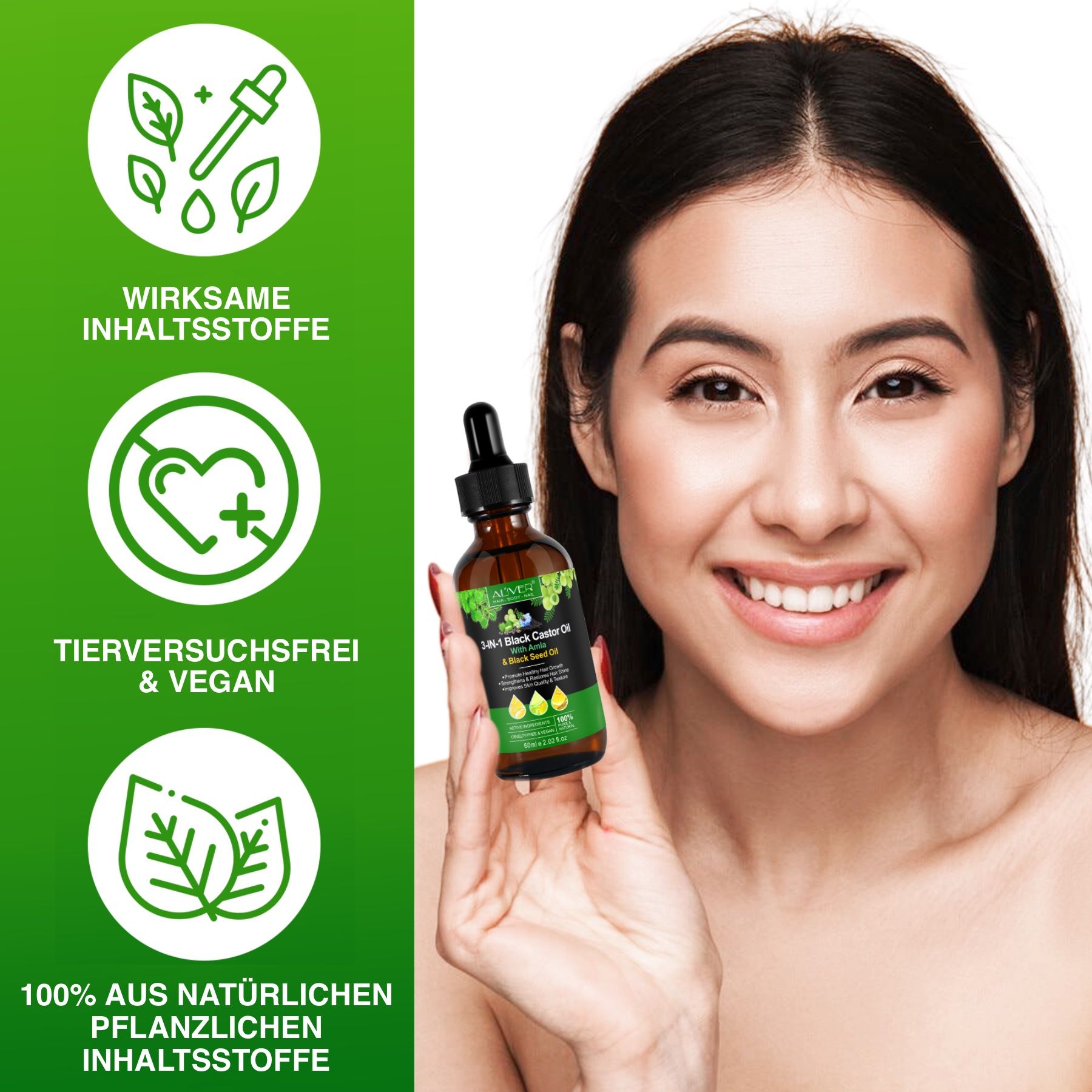 ALIVER 3-in-1 Rizinus Amla Schwarzkümmel Haaröl