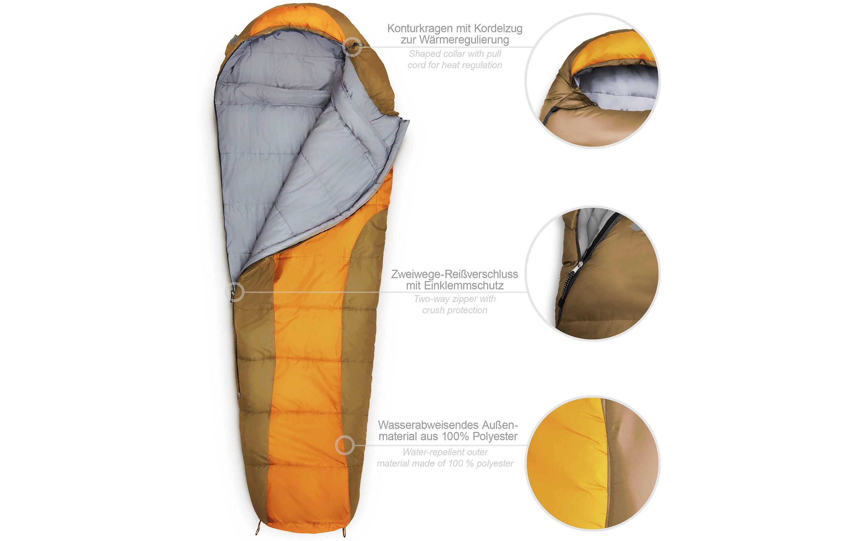 Mumienschlafsack Polyester, OrangeSchlafsack für eine Person