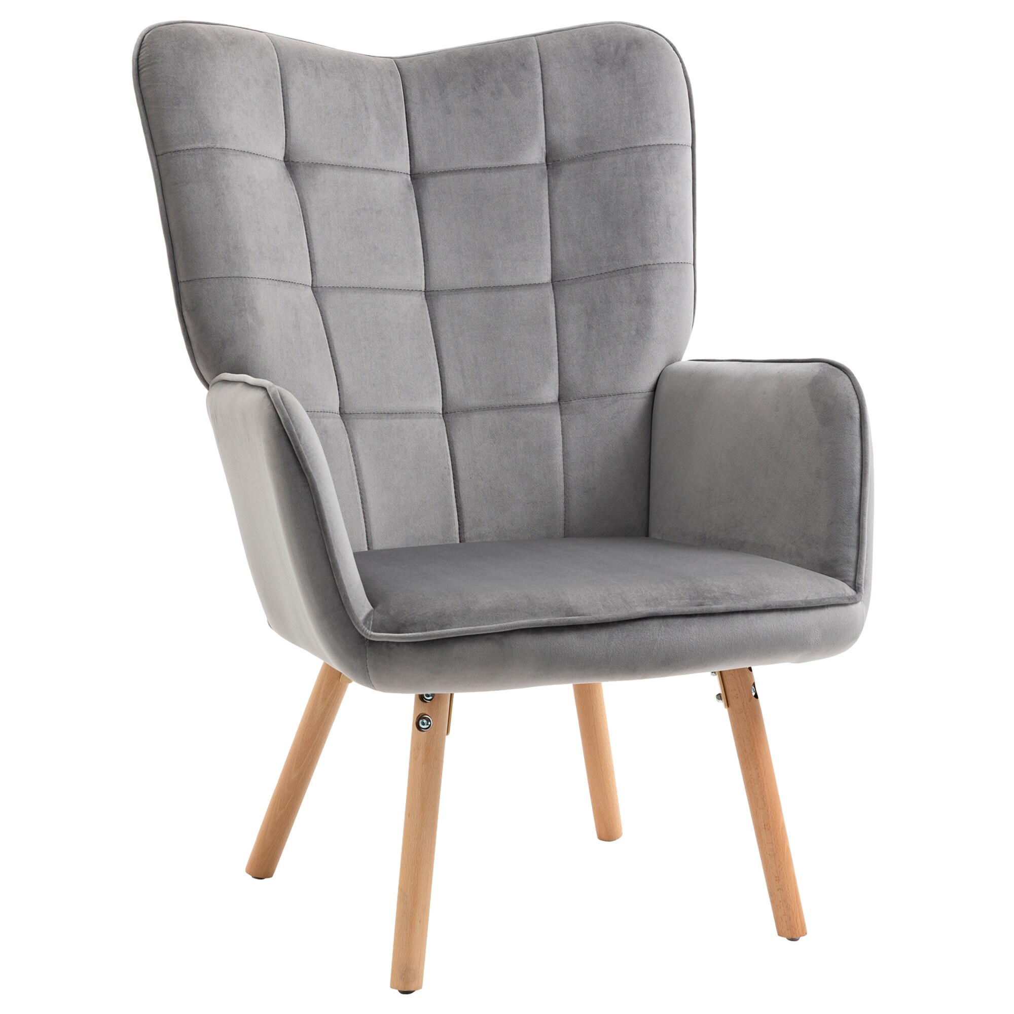 HOMCOM Wohnzimmerstuhl mit Rückenlehne grau, natur 71B x 68T x 101H cm