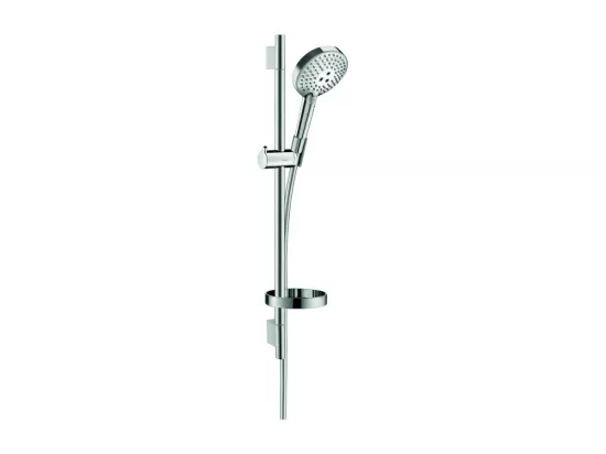 Ensemble de douche 120 3jet PowderRain avec barre Unica'S puro 65 cm et porte-savon chromé Hansgrohe Raindance Select S