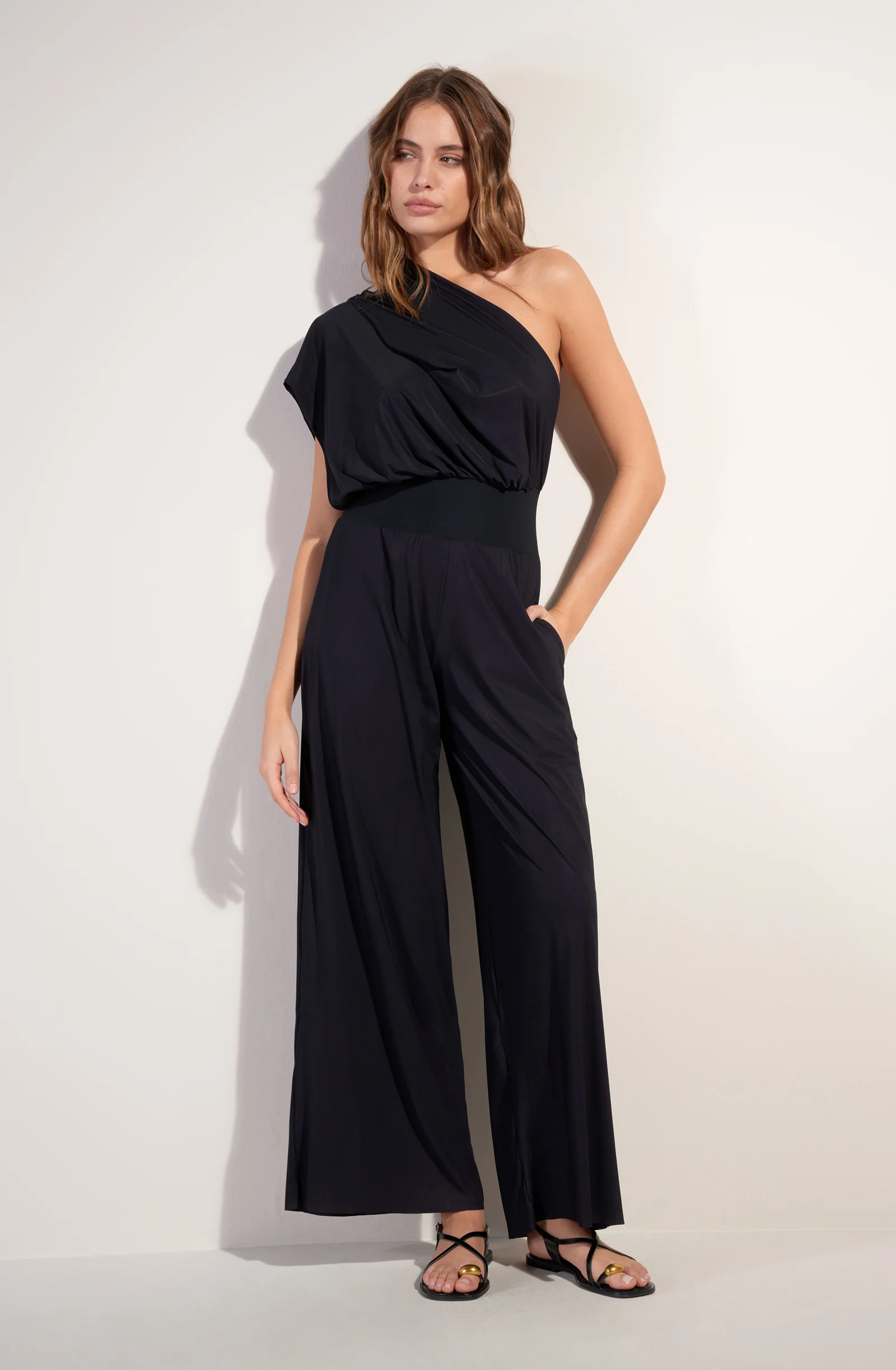 maissa Combinaison pantalon en voile extensible noir Noir