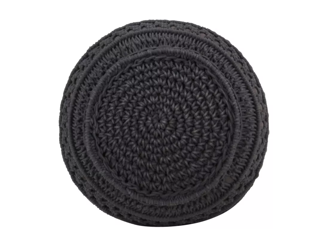 Pouf fait à la main en macramé Anthracite 45x30 cm Coton