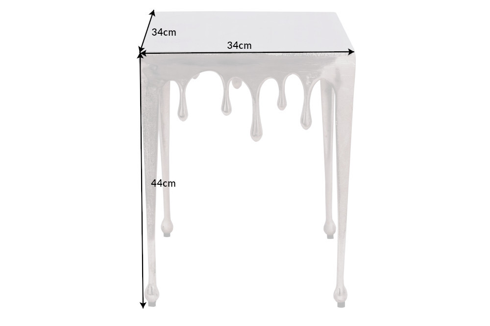 Extravaganter Beistelltisch LIQUID LINE S 34cm silber Tropfen-Design