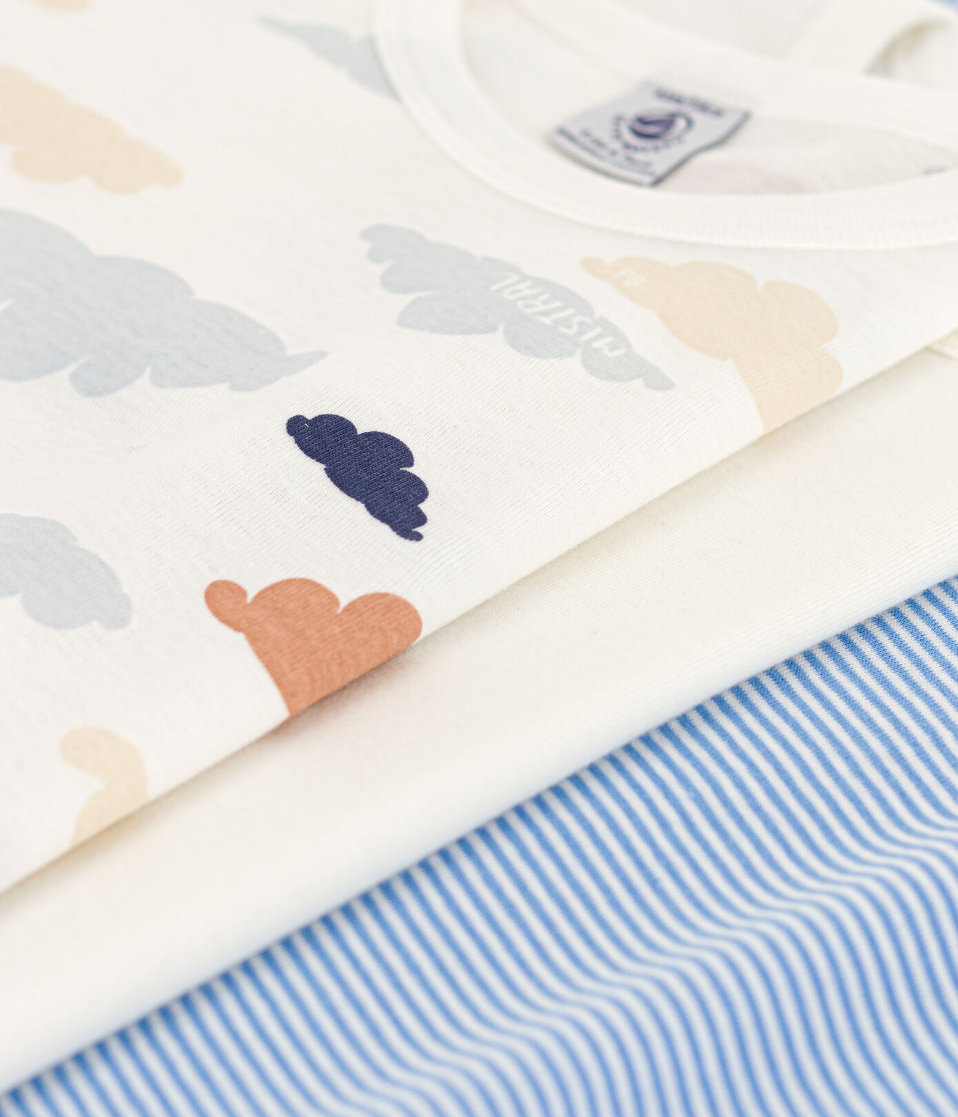 Lot de 3 tee-shirts manches courtes nuages en coton petit garçon