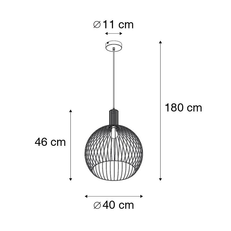 Design ronde hanglamp zwart 40 cm - Dos