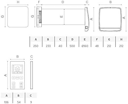 Südwind: Ambientika WIRELESS+ dezentrale Wohnraumlüftung mit Wärmerückgewinnung (93%), 160 mm, mit Fernbedienung. 60m³/h,