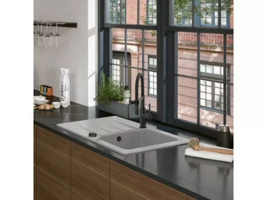 Robinet cuisine VILLEROY ET BOCH Steel expert compact anthracite + nettoyant