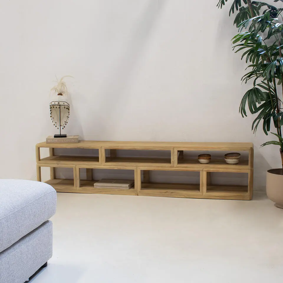 Tv-meubel Naturel Mangohout - 200x35x45cm - Eline