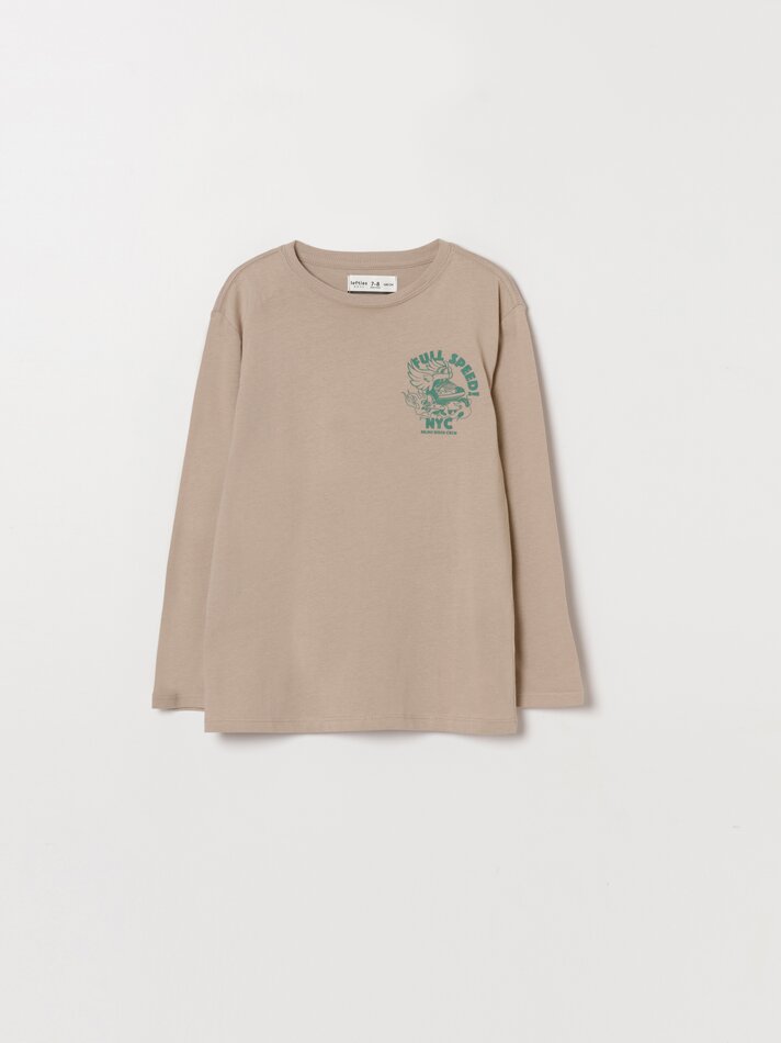 Pacote com 6 camisetas de manga comprida estampadas - Azul Médio