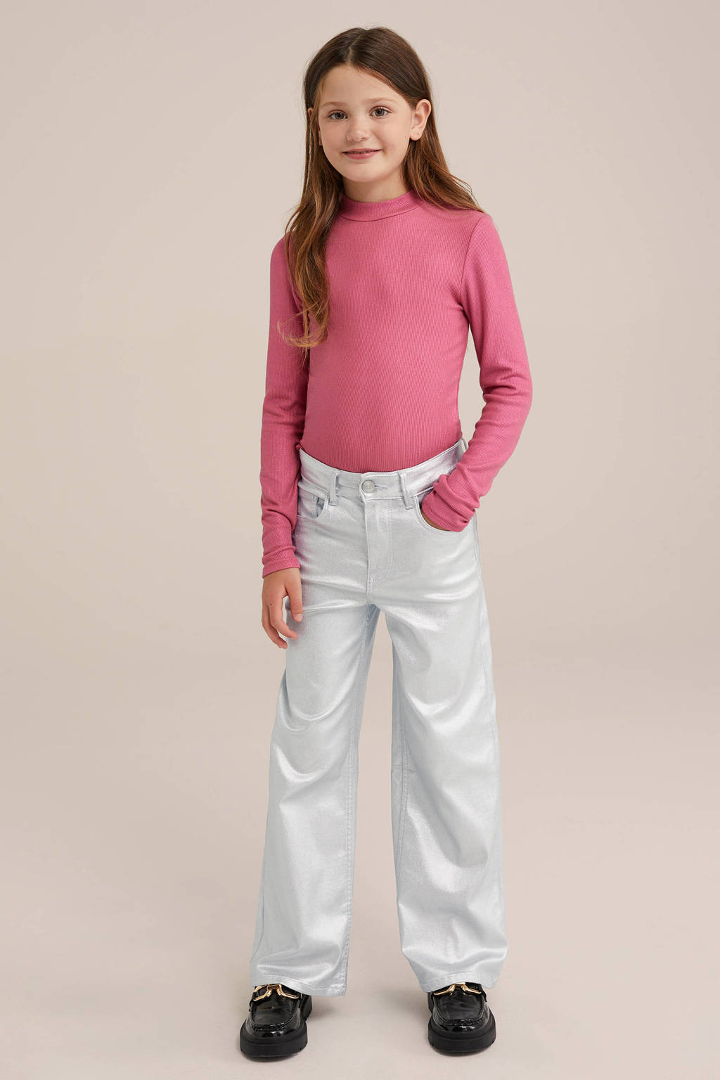 WE Fashion loose fit broek zilver