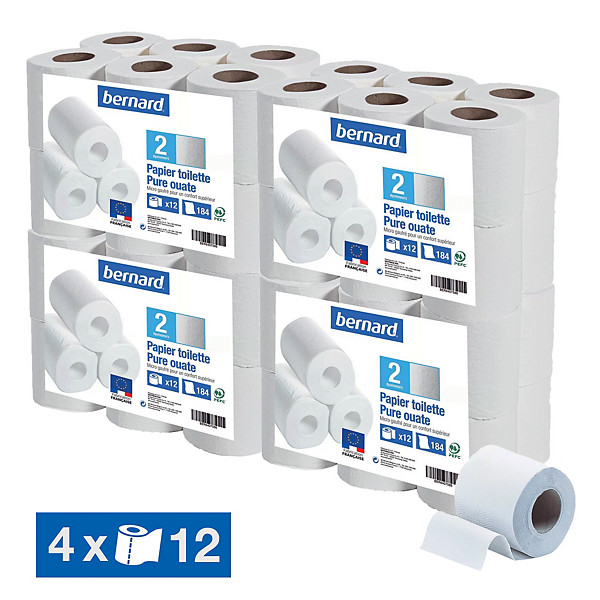 Papier toilette Bernard 2 épaisseurs, lot de 48 rouleaux