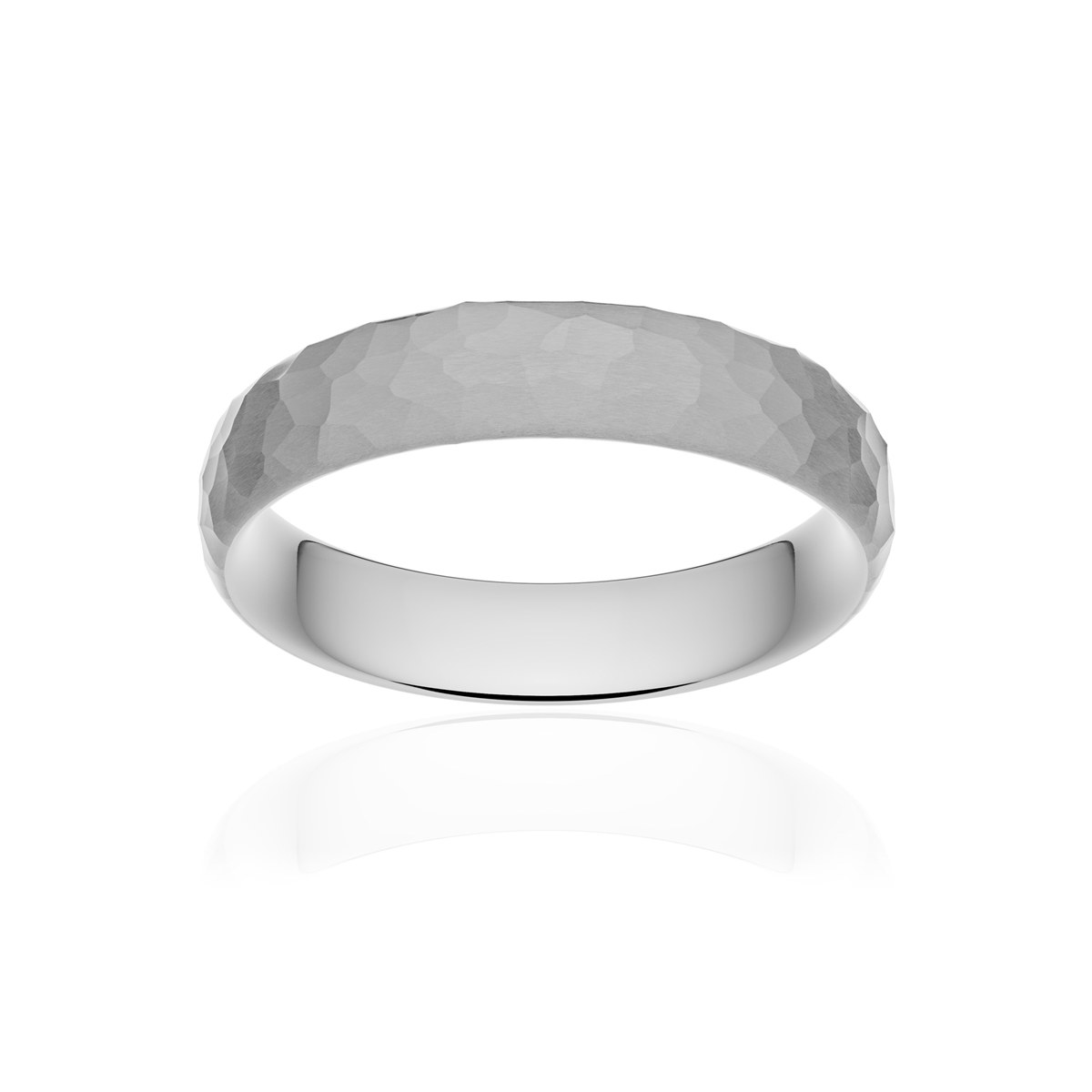 Alliance platine 950 martelé ruban confort 5 mm