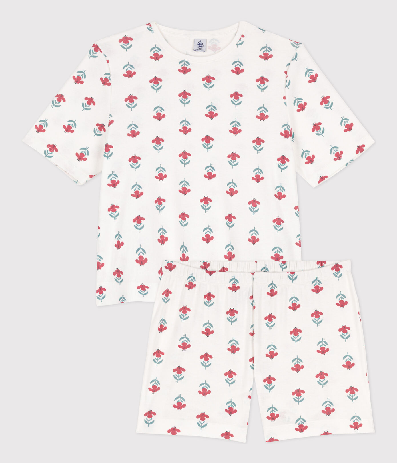 Pyjacourt fleurs en coton femme