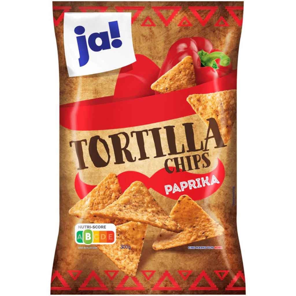 ja! Tortilla Chips mit Paprika 300g MHD:20.7.25