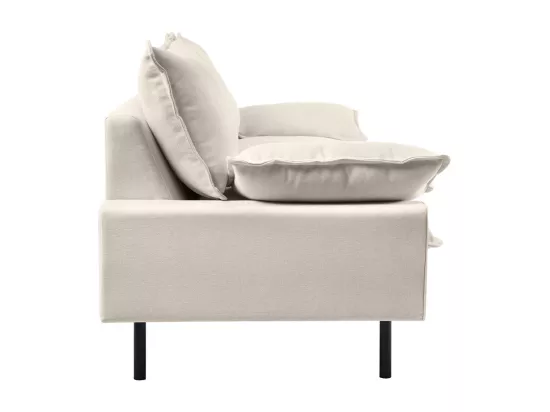 Canapé design 3 places en tissu effet velours beige et métal noir DORY