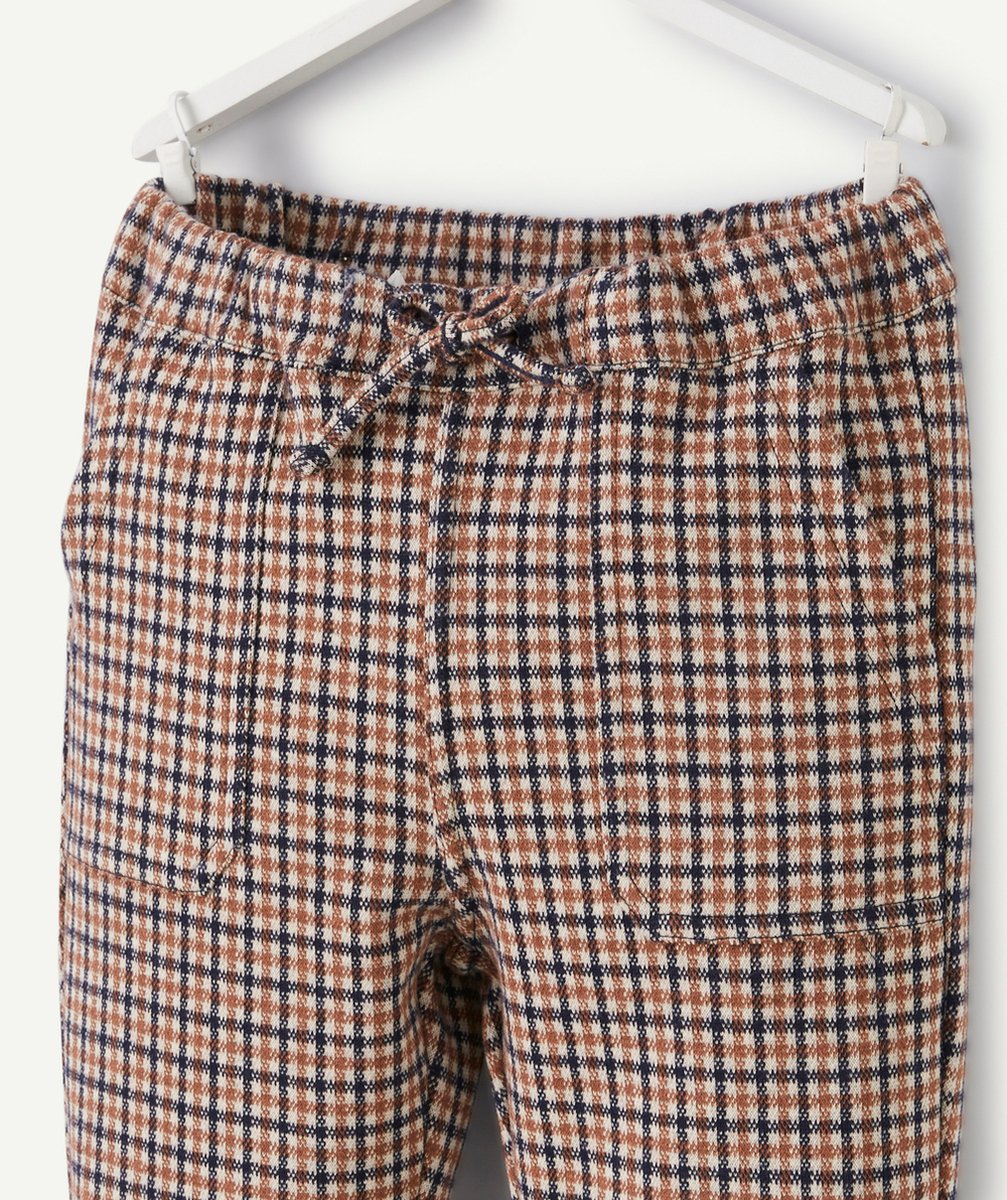 PANTALON BÉBÉ GARÇON À CARREAUX BLEU ET MARRON