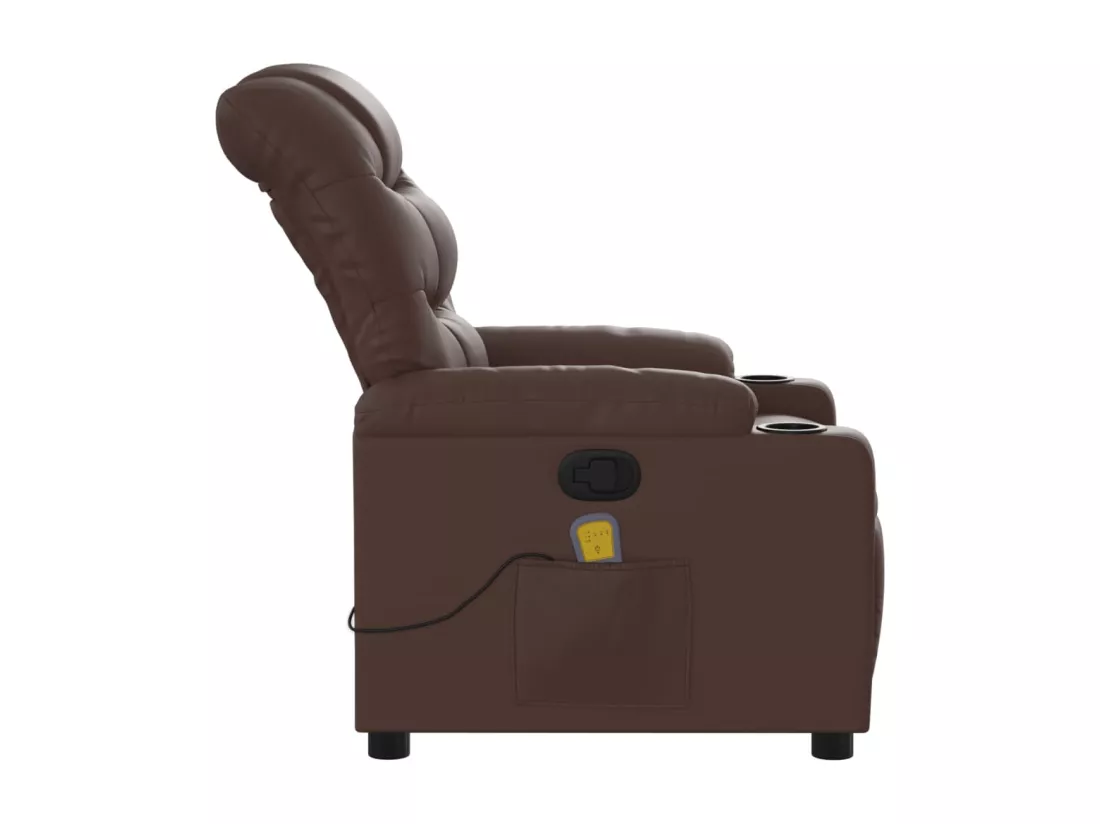 Fauteuil massant inclinable Marron Similicuir