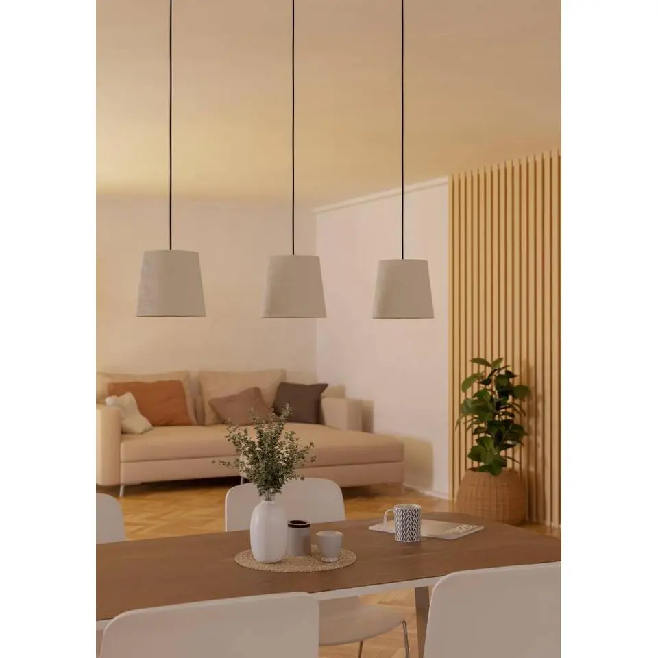 EGLO Febres Hanglamp - E27 - teddy stof - Zwart/Wit