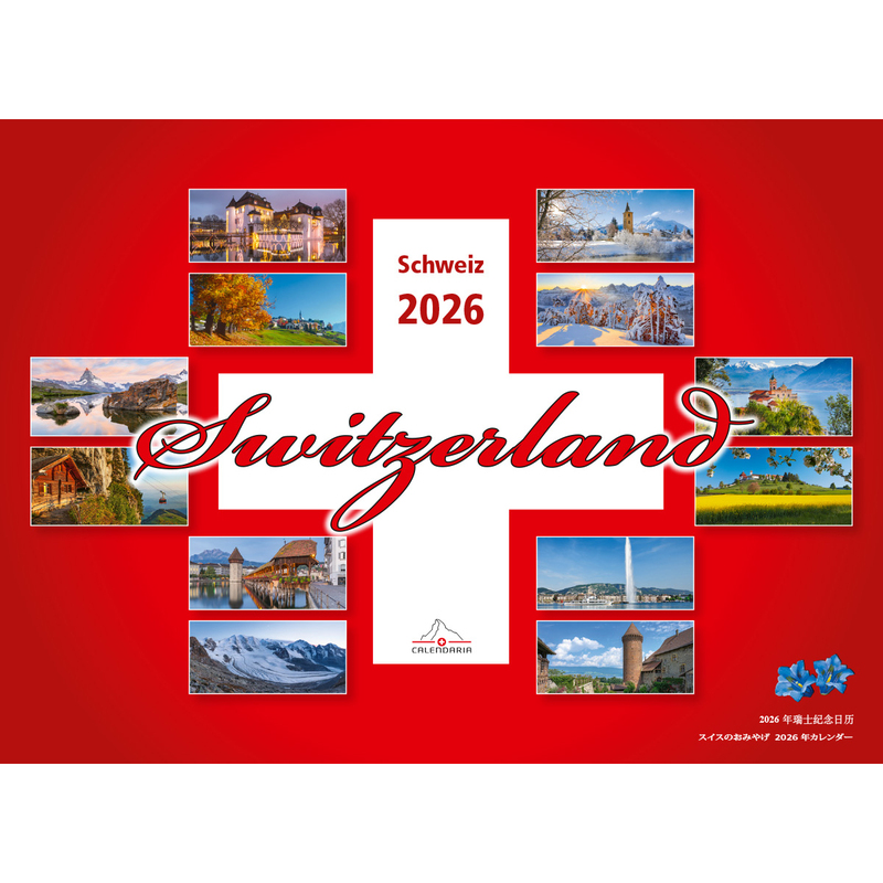 Calendaria Bildkalender 2026 Switzerland, 1 Monat / Seite
