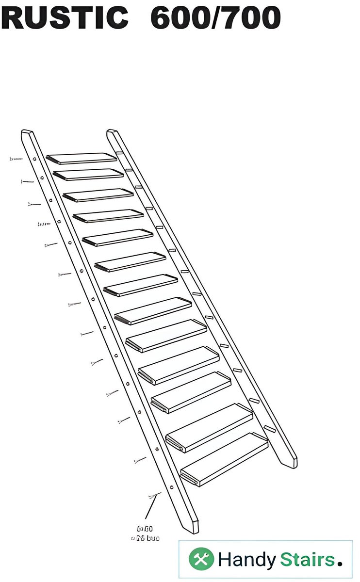 HandyStairs “Rustic70” rechte trap – 70 cm breed – hoogte 280 cm – 13 treden van grenenhout (30 mm)