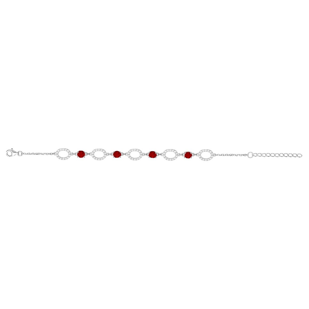 Bracelet souple multi-motifs en Argent avec spinelle rouge rubis