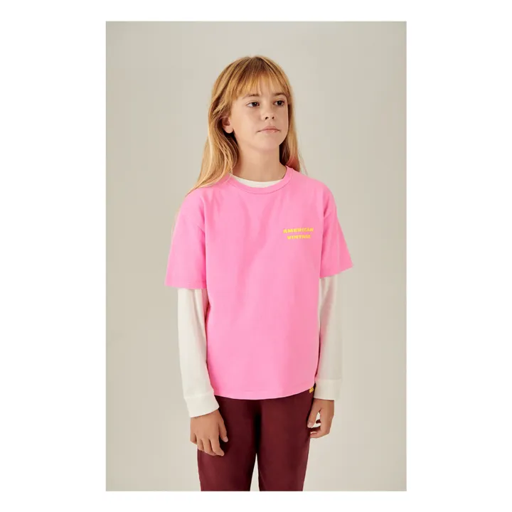 American Vintage T-shirt Fizvalley Manches Courtes | Rose fluo