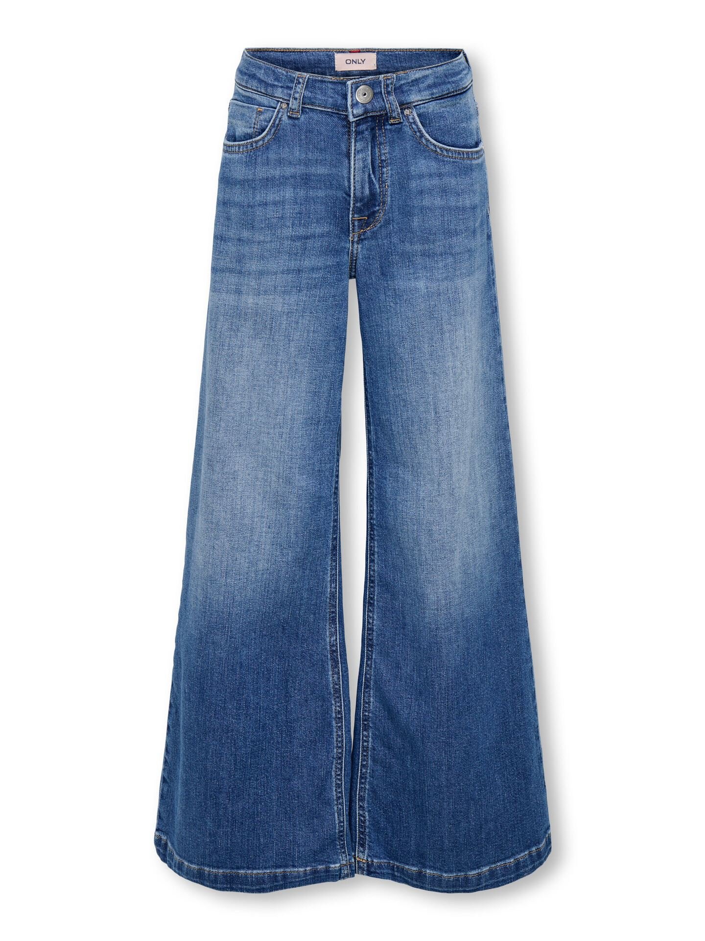 California Mid Waist Wide Flared Denim Rea