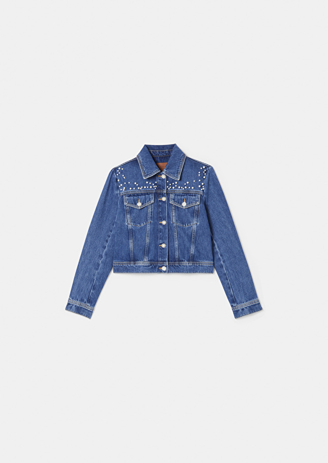 Veste Vickybleue en denim brodée