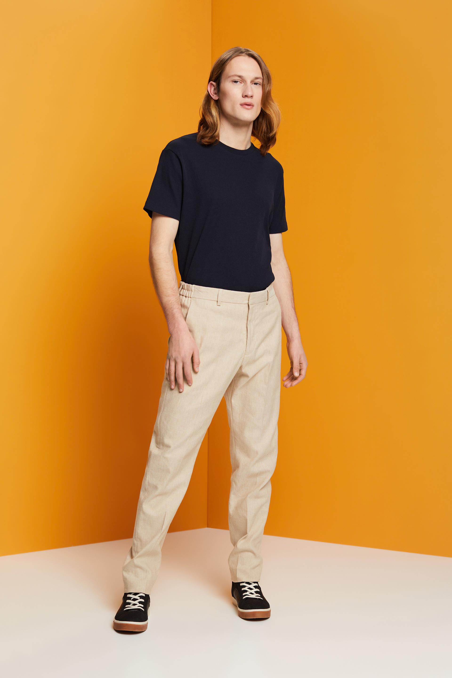 Pantalon de coupe Slim Fit en mélange de coton et de lin
