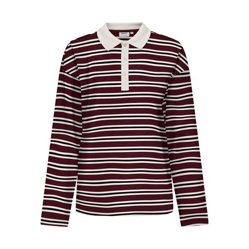 ONLY Lara Stripe Polotrøje, Cabernet, M