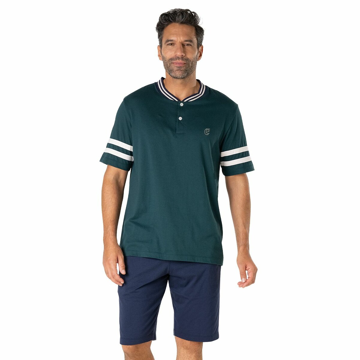 EMINENCE<br>Pijama de algodão com bordado e gola de malha