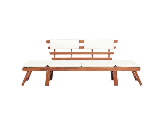 VIDAXL - Banc de jardin avec coussins 2-en-1 190 cm bois solide d'aca...