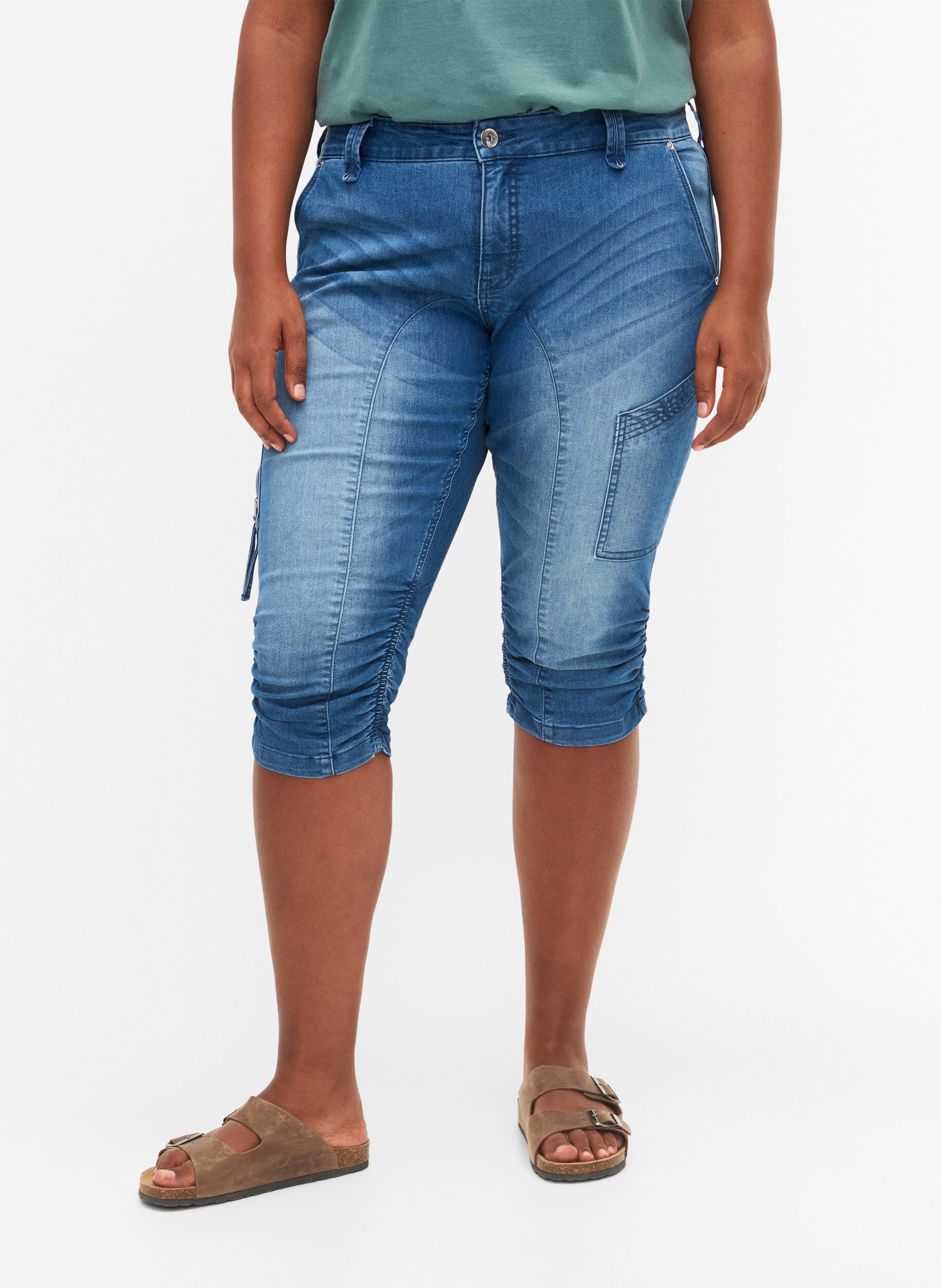 Slim fit capri jeans med lommer