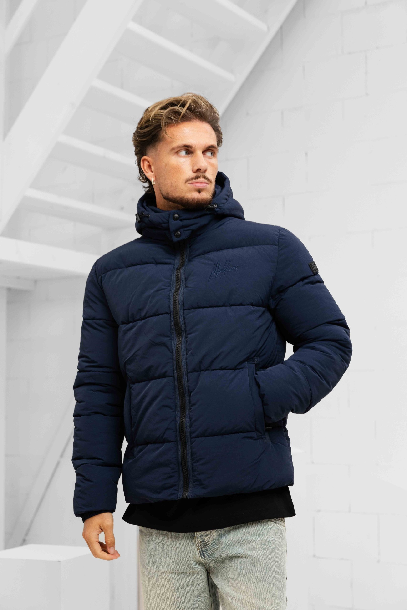 Malelions Donn Puffer Winterjas Heren Donkerblauw