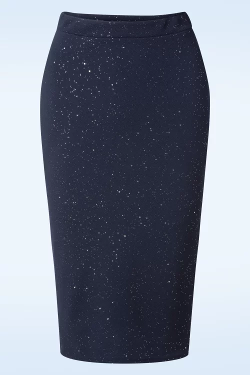 Vintage Chic for Topvintage Glory Glitter pencil rok in navy