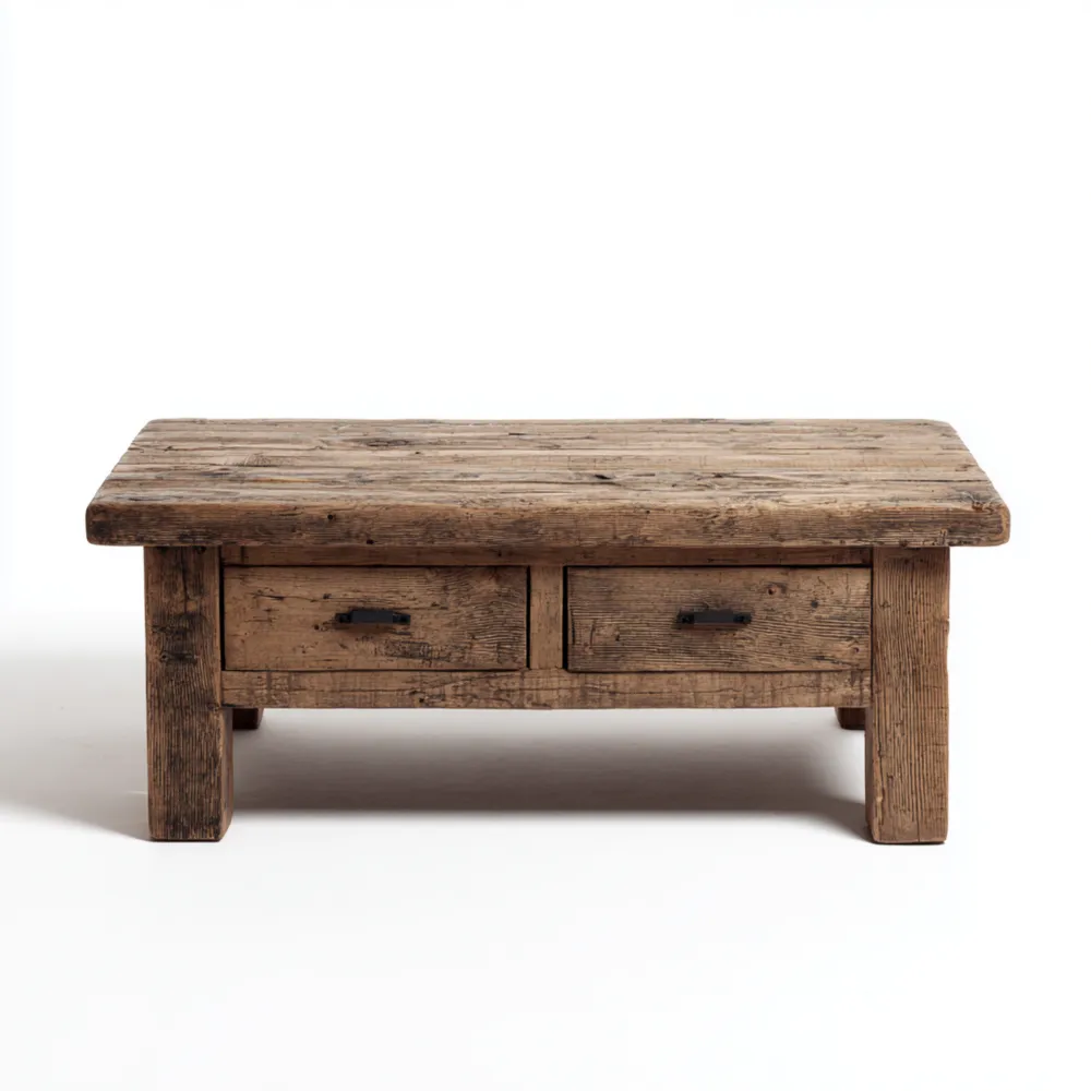 Rustikaler Couchtisch aus Massivholz 100x60x45 cm - Natur
