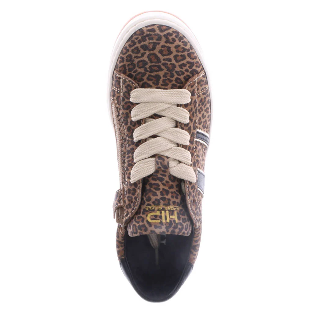 Hip suède sneakers met panterprint cognac/zwart