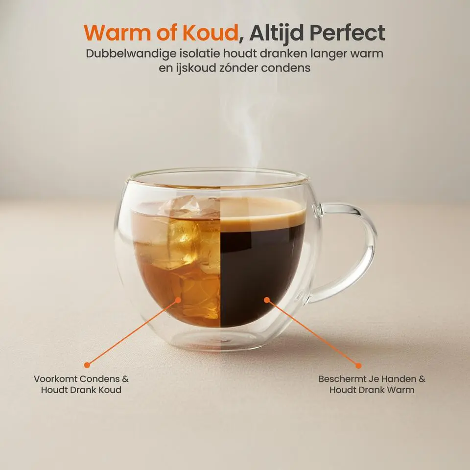 Goliving Dubbelwandige Koffieglazen - Kopjes - Glazen - Set Van 6