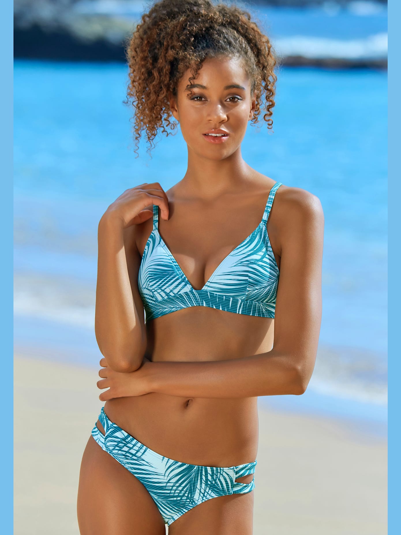 Haut de bikini triangle imprimé palmiers tendance